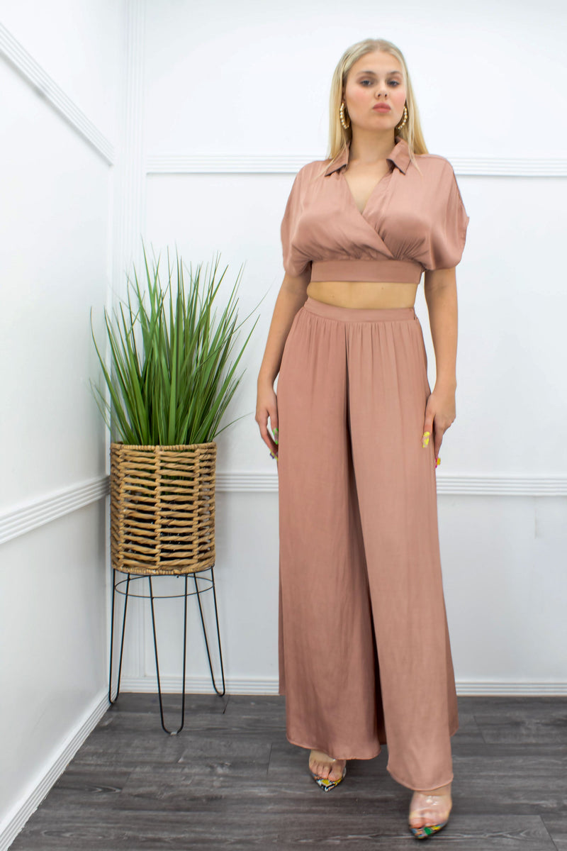 Short Sleeve Crop Top Pant Set-Set-Moda Fina Boutique
