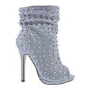 Studded Peep Toe Slouchy Platform Bootie-Shoes-Moda Fina Boutique