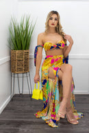 Three Piece Bra Slit Maxi Skirt Set-Set-Moda Fina Boutique