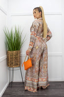 Three Piece Top Blazer Wide Leg Pant Set-Set-Moda Fina Boutique