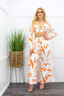 Three Pieces Long Sleeve Top Bra Pant Set-Set-Moda Fina Boutique