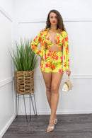 Three Pieces Long Sleeve Top Short Set-Set-Moda Fina Boutique