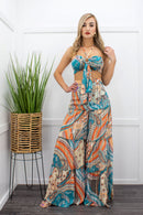 Tie Crop Top Wide Ruffle Pant Set-Set-Moda Fina Boutique