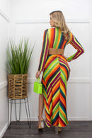 Tie Front Top Slit Maxi Skirt Set-Set-Moda Fina Boutique