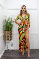 Tie Front Top Slit Maxi Skirt Set-Set-Moda Fina Boutique