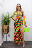 Tie Front Top Slit Maxi Skirt Set-Set-Moda Fina Boutique