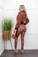 Two Piece Jacket Pant set Orange-Set-Moda Fina Boutique