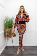 Two Piece Jacket Pant set Orange-Set-Moda Fina Boutique