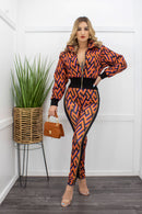 Two Piece Jacket Pant set Orange-Set-Moda Fina Boutique