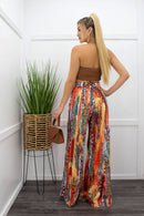 V Crop Top Print Pant Set-Set-Moda Fina Boutique