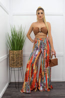 V Crop Top Print Pant Set-Set-Moda Fina Boutique