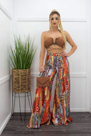 V Crop Top Print Pant Set-Set-Moda Fina Boutique