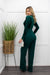Velvet Belted Green Jumpsuit-Jumpsuit-Moda Fina Boutique