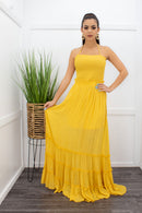 Vivian Open Back Ruffled Yellow Maxi Dress-Maxi Dress-Moda Fina Boutique