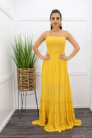 Vivian Open Back Ruffled Yellow Maxi Dress-Maxi Dress-Moda Fina Boutique