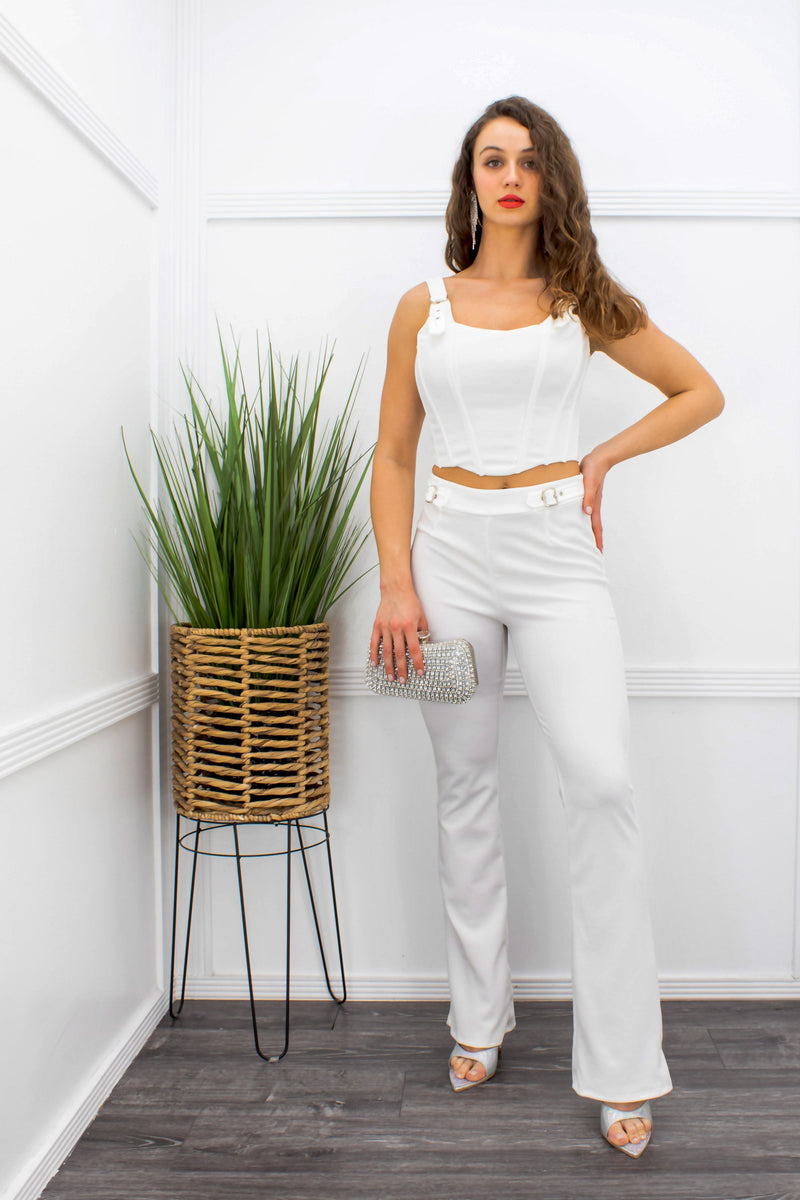 White Crop Top Pant Set-Set-Moda Fina Boutique