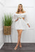 White Ruffle Off Shoulder Long Sleeve Romper-Romper-Moda Fina Boutique