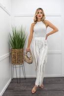 White Sleeveless Body Fringe Pant Set-Set-Moda Fina Boutique