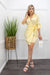 Yellow Wrap Long Sleeve Mini Dress-Mini Dress-Moda Fina Boutique